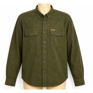 North River Outfitters Mens M Faux Suede Green Button Down Shirt Outdoor Western